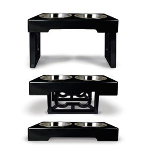 Comedero Doble Elevado Bistro Ajustable 3-12