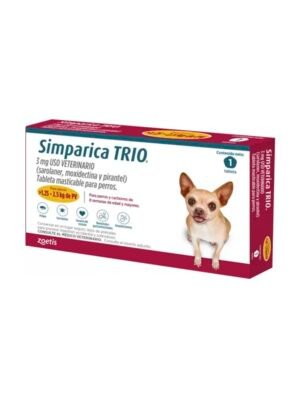 Simparica Trio Caja X 1 Tab 1.25 - 2.5 Kg Dorado