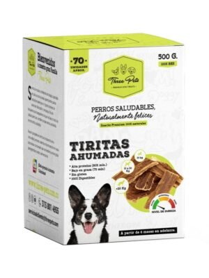Three-Pets-Dog-Snack-caja-Tiritas-Ahumadas-500g Three Pets Dog Snack Bolsa Tiritas Ahumadas 500 g