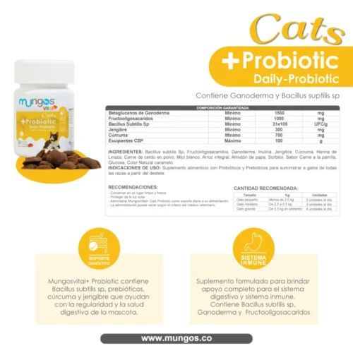 Probióticos Para Gatos Mungos x 80 Und Blandas